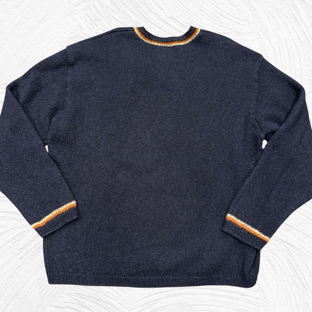 Vintage Abercrombie & Fitch Sweater XLarge 100% Wool Pullover Sweater Navy VNeck - Picture 3 of 4